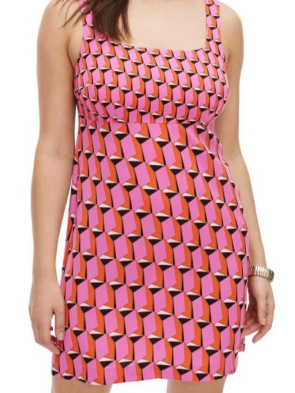 Diane Von Furstenberg Target 90s Shift Pink Modern Geo Mini Dress Sleeveless NEW